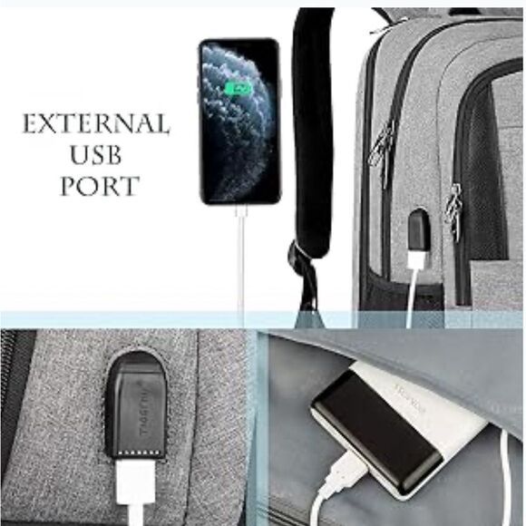 Tigernu Anti-theft Men 15.6 in USB Charging Travel/College/School Backpack - Picture 2 of 8